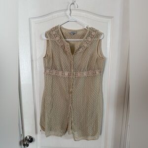 Intuitions Women’s Sheer Crochet Snap Front Cardigan Sz M. MH-236